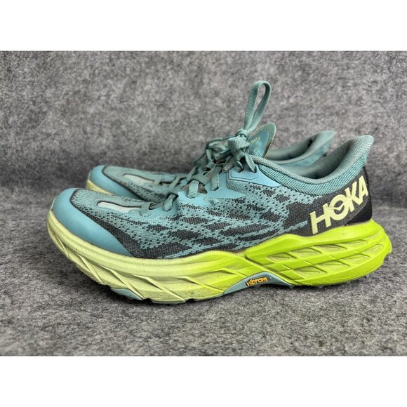Hoka One One Shoes Womens Size 7.5 Teal Blue Speedgoat 5 Trail Running Vibram - Picture 1 of 10